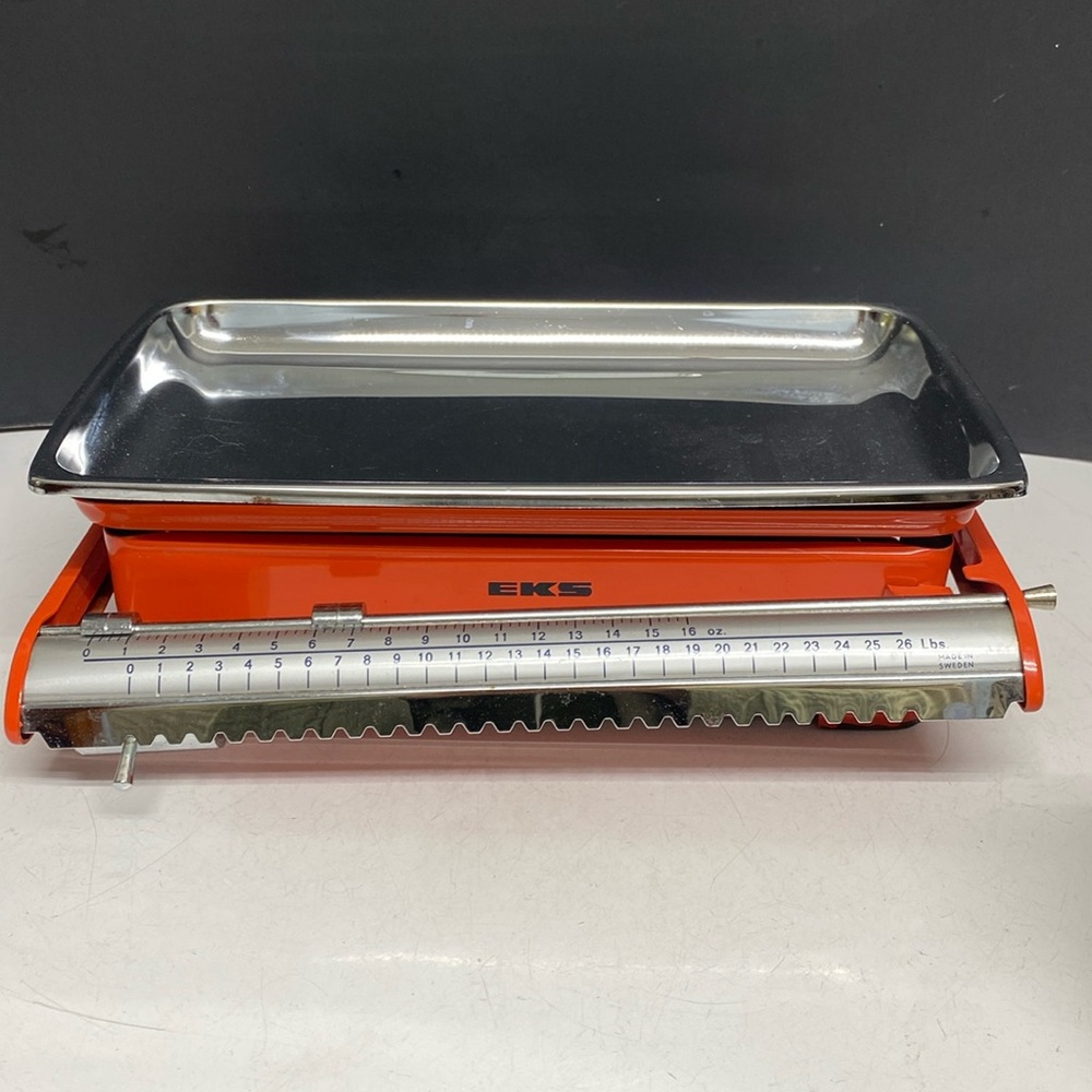 EKS Kitchen Scale Swedish Beam Balance Weight Orange Stainless Tray 12